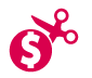 Scissors and dollar icon.