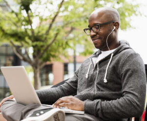Man working with laptop