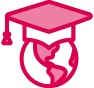 Globe with graduation hat icon
